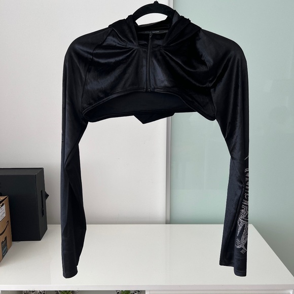 Daily Paper Cropped Velvet Hoodie - Picture 1 of 4